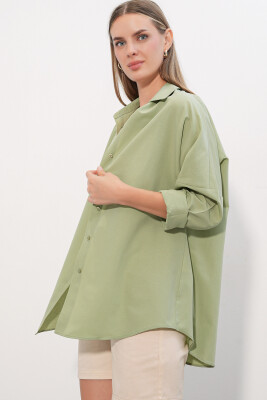 3900 Oversize Uzun Basic Gömlek - A.Haki - 4