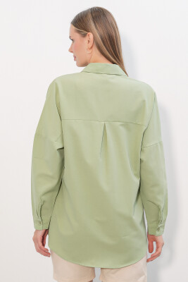 3900 Oversize Uzun Basic Gömlek - A.Haki - 6