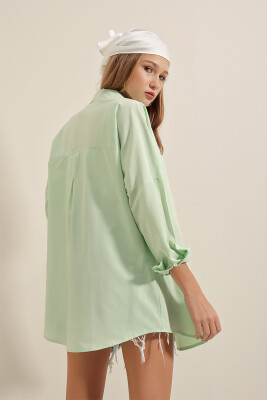 3900 Oversize Uzun Basic Gömlek - E.Yeşil - 5