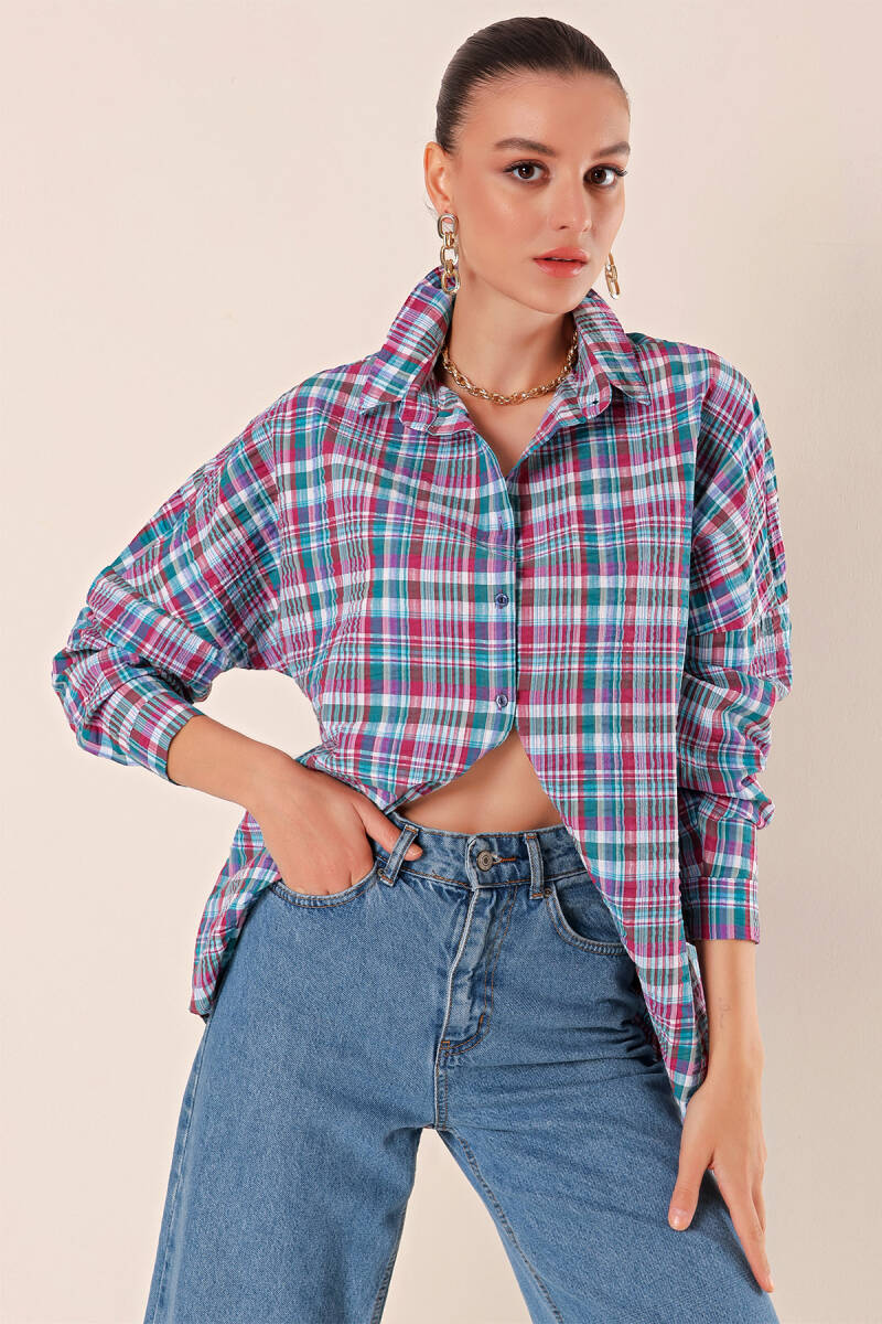 3900 Oversize Uzun Basic Gömlek - A. Kiremit - BİGDART