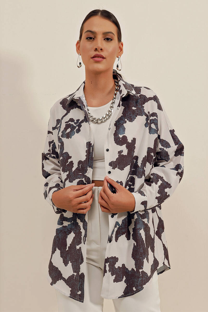 3900 Oversize Uzun Basic Gömlek - D. Siyah - BİGDART