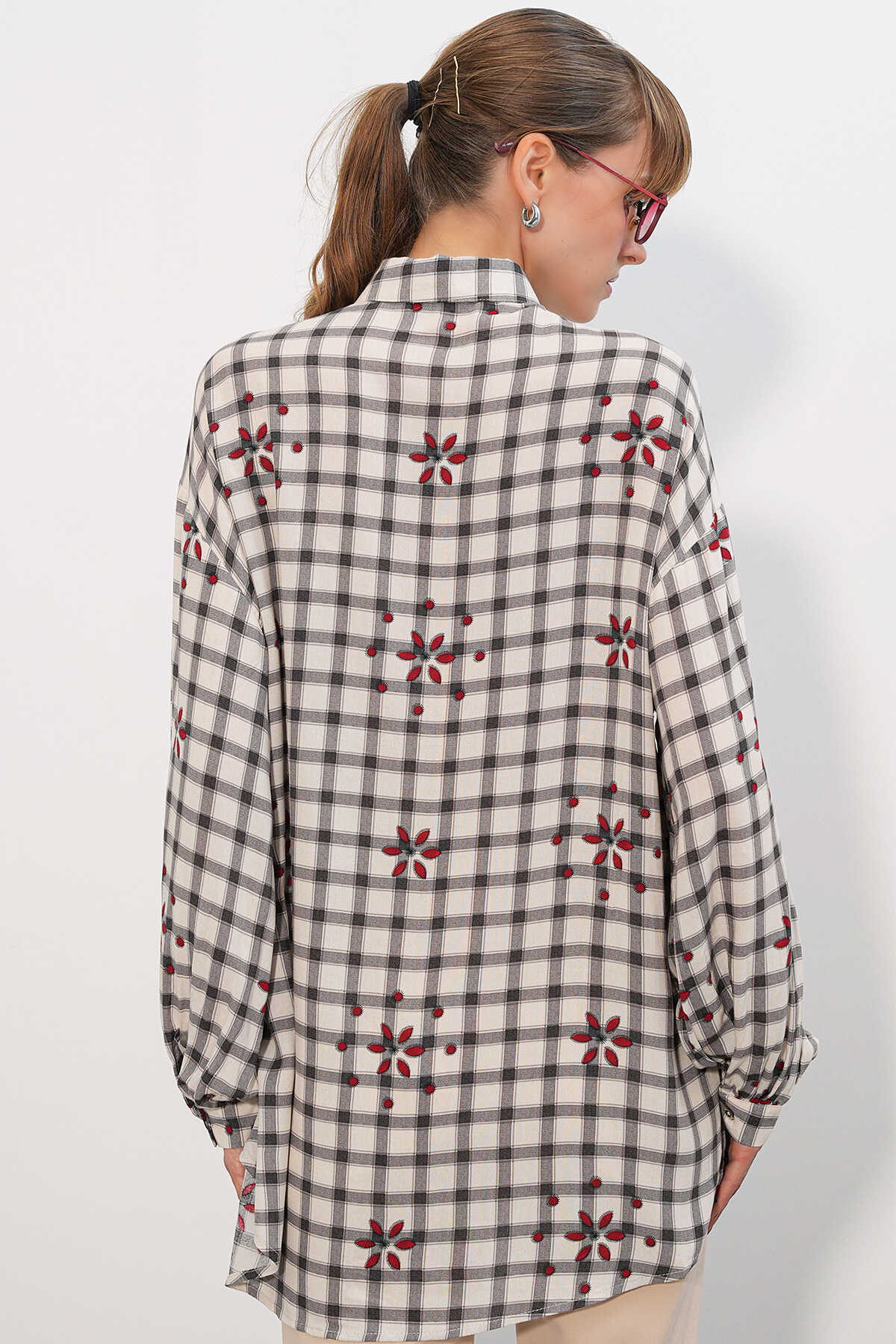 3900 Oversize Uzun Basic Gömlek - E.Siyah - 3