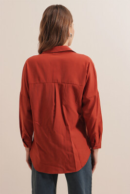 3900 Oversize Uzun Basic Gömlek - Kiremit - 7