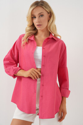 3900 Oversize Uzun Basic Gömlek - Nar - 5