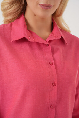 3900 Oversize Uzun Basic Gömlek - Nar - 6