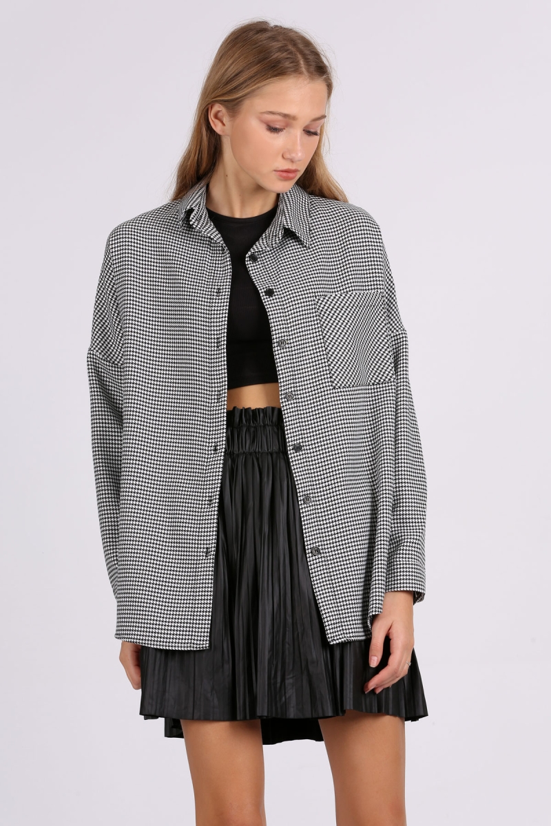 3955 Kazayağı Oversize Gömlek - Siyah - BİGDART