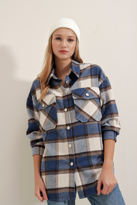 3970 Çift Cepli Oduncu Gömleği - Mavi - BİGDART