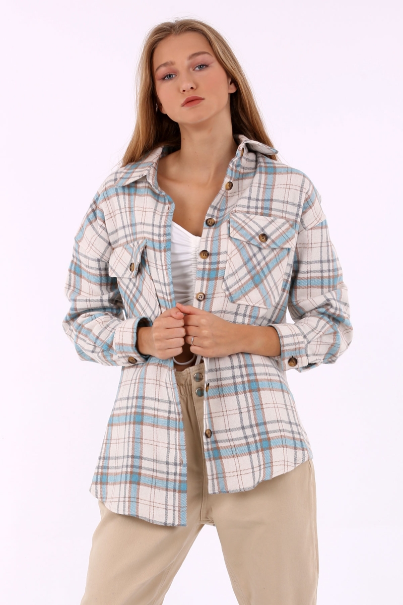 3980 Cepli Oduncu Gömleği - Mavi - BİGDART