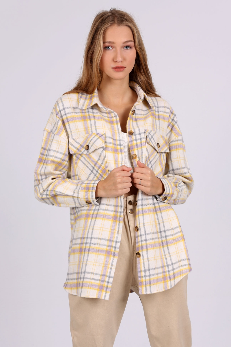 3980 Cepli Oduncu Gömleği - Sarı - BİGDART