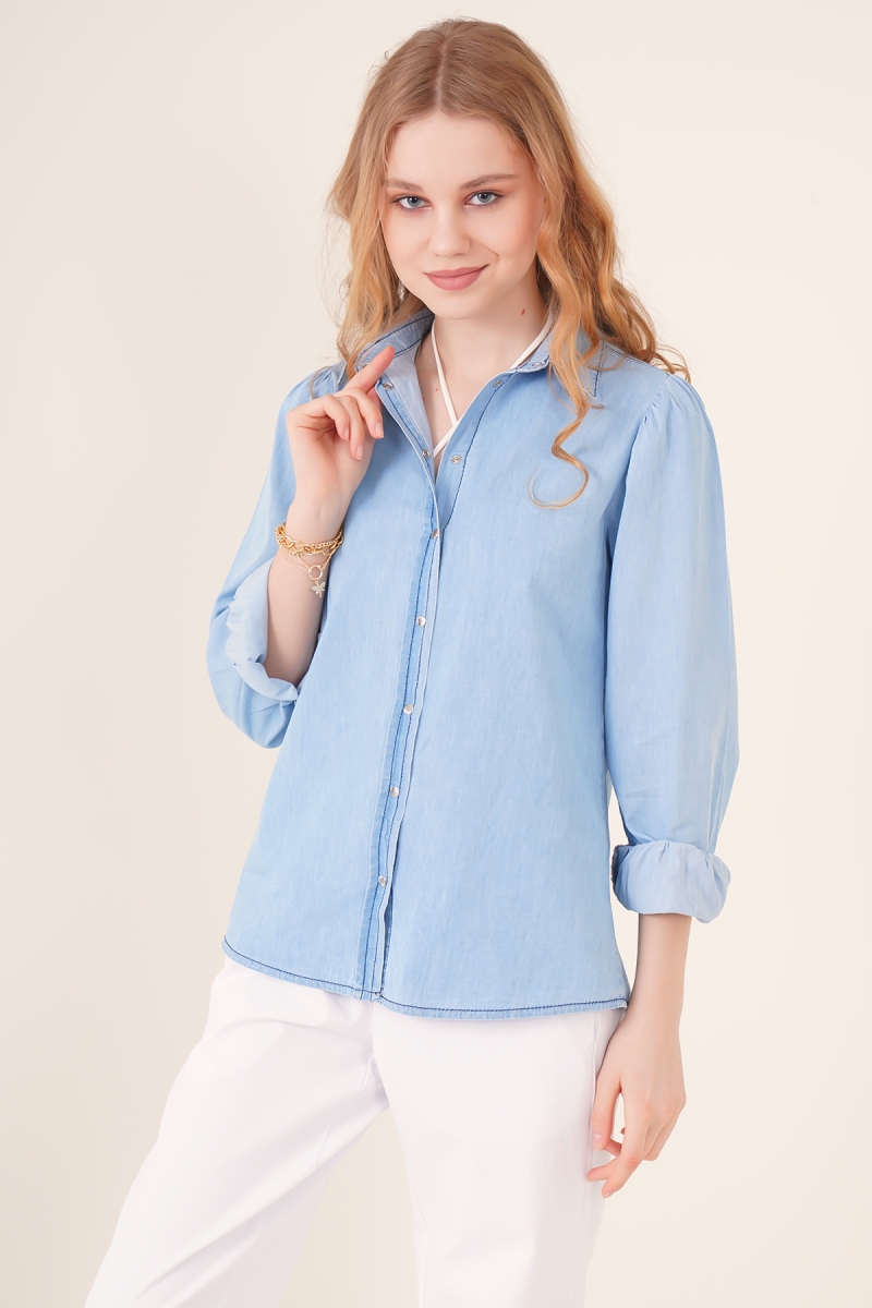 3992 Kot Gömlek - Mavi - BİGDART