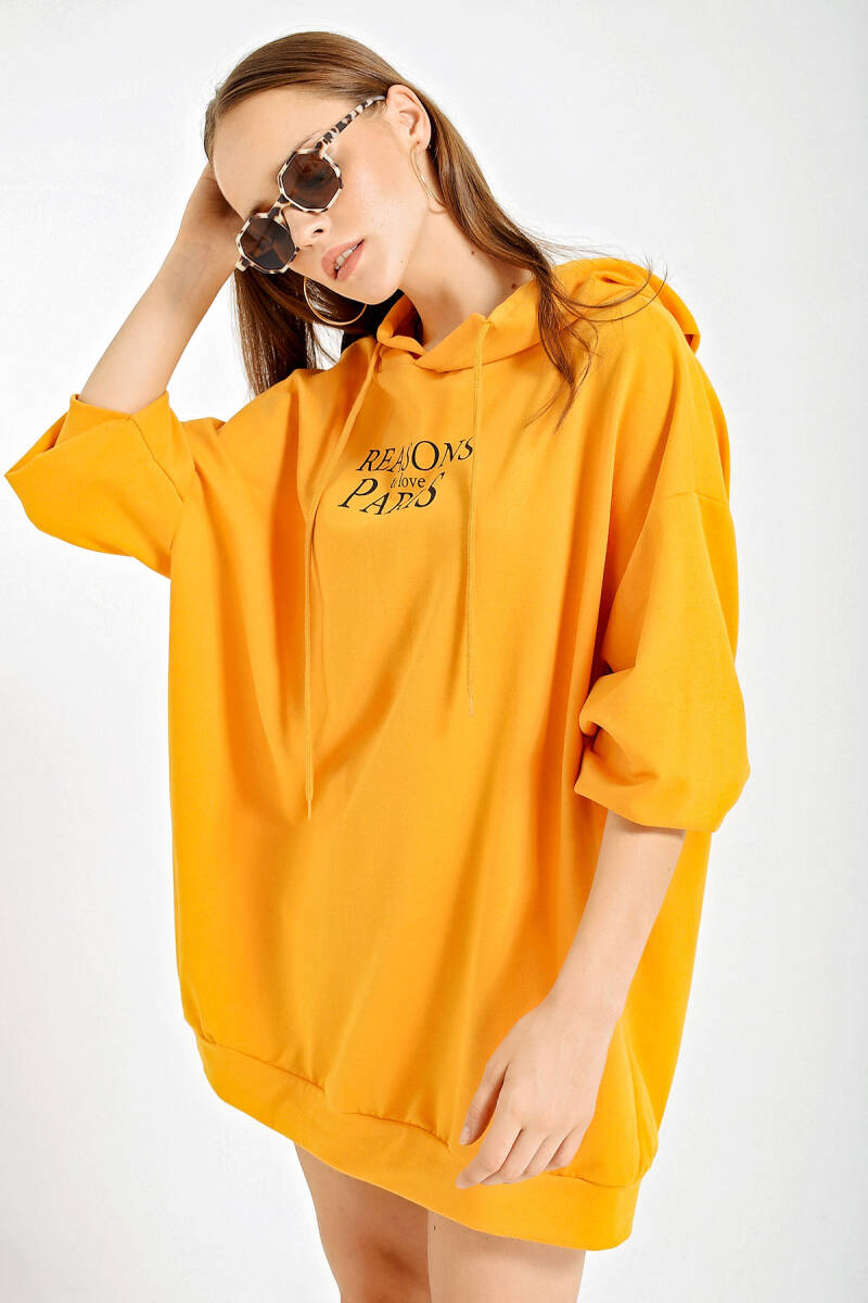 4125 Oversize Sweat Elbise - Safran - BİGDART