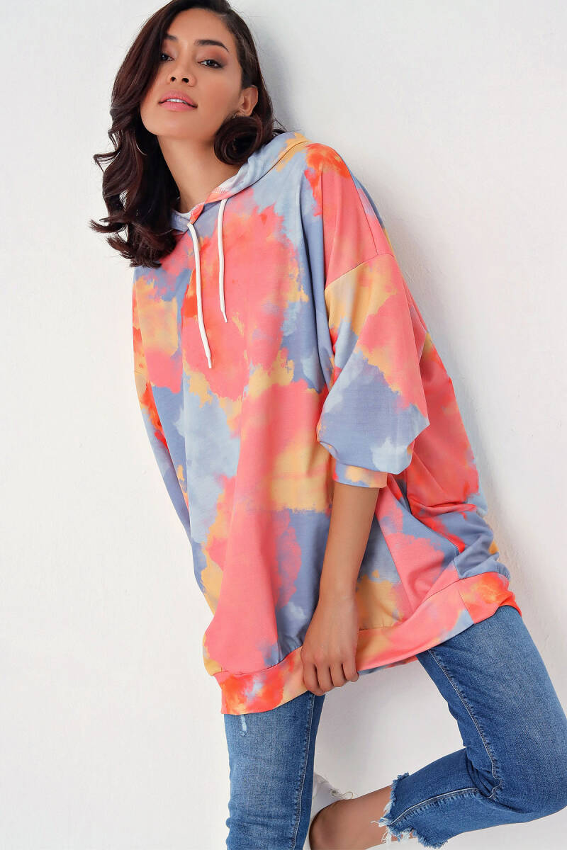 4125 Oversize Sweat Elbise - Gri - BİGDART