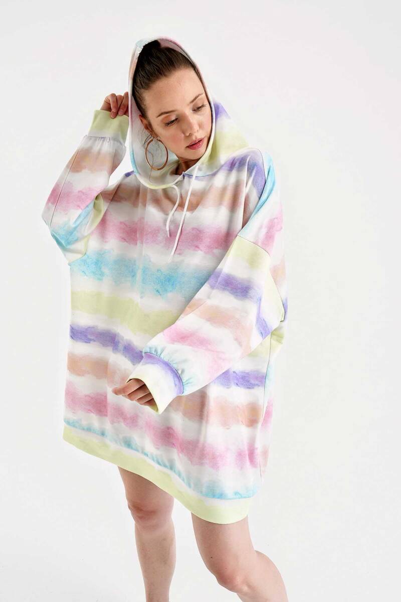 4125 Oversize Sweat Elbise - Lila - BİGDART