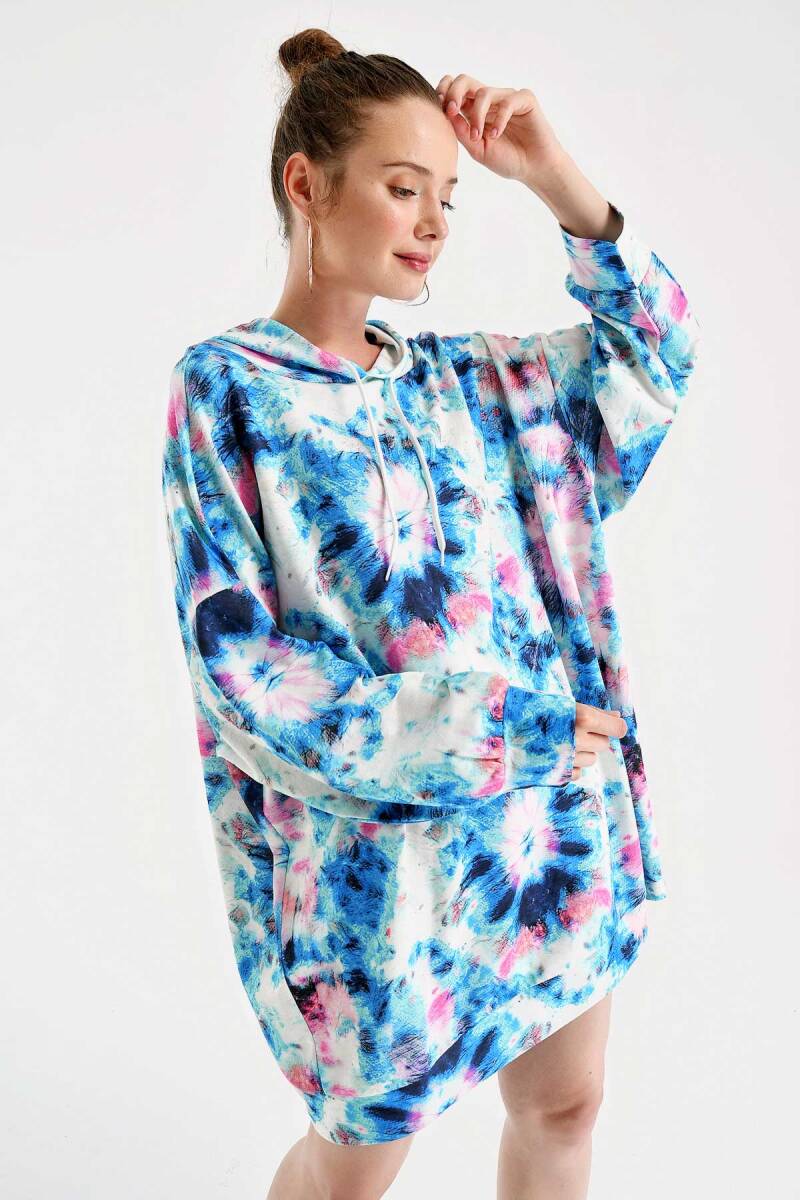 Bigdart 4125 Oversize Sweat Elbise - Mavi - BİGDART