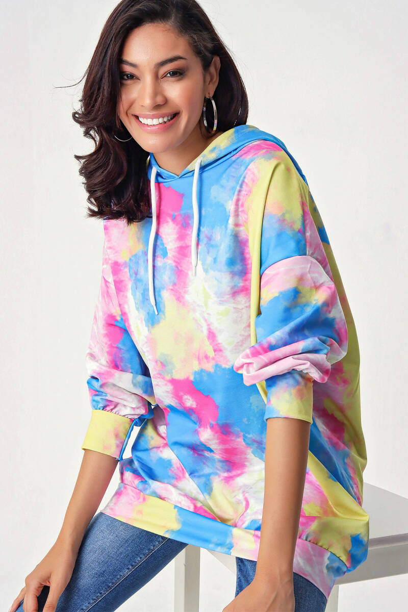 4125 Oversize Sweat Elbise - M. Mavi - BİGDART