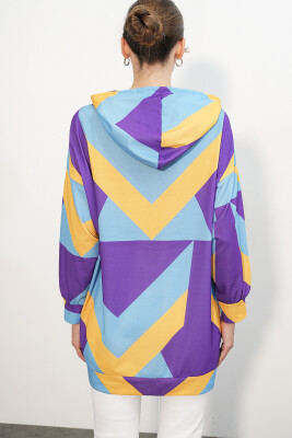 4125 Oversize Sweat Elbise - M. Mavi - 5