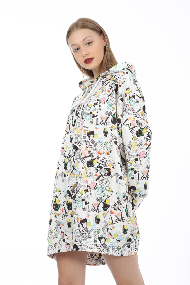 4125 Oversize Sweat Elbise - Sarı - BİGDART