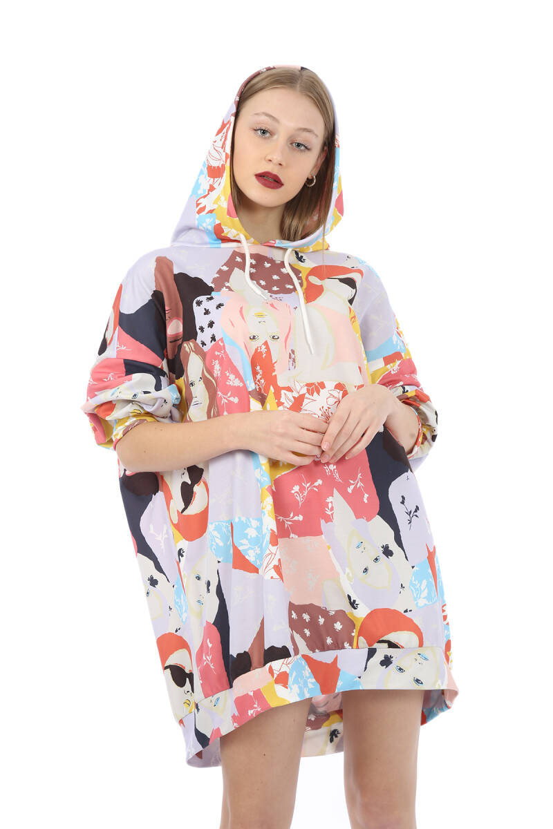 4125 Oversize Sweat Elbise - Somon - BİGDART