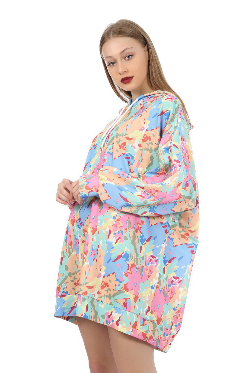 4125 Oversize Sweat Elbise - Turuncu - BİGDART