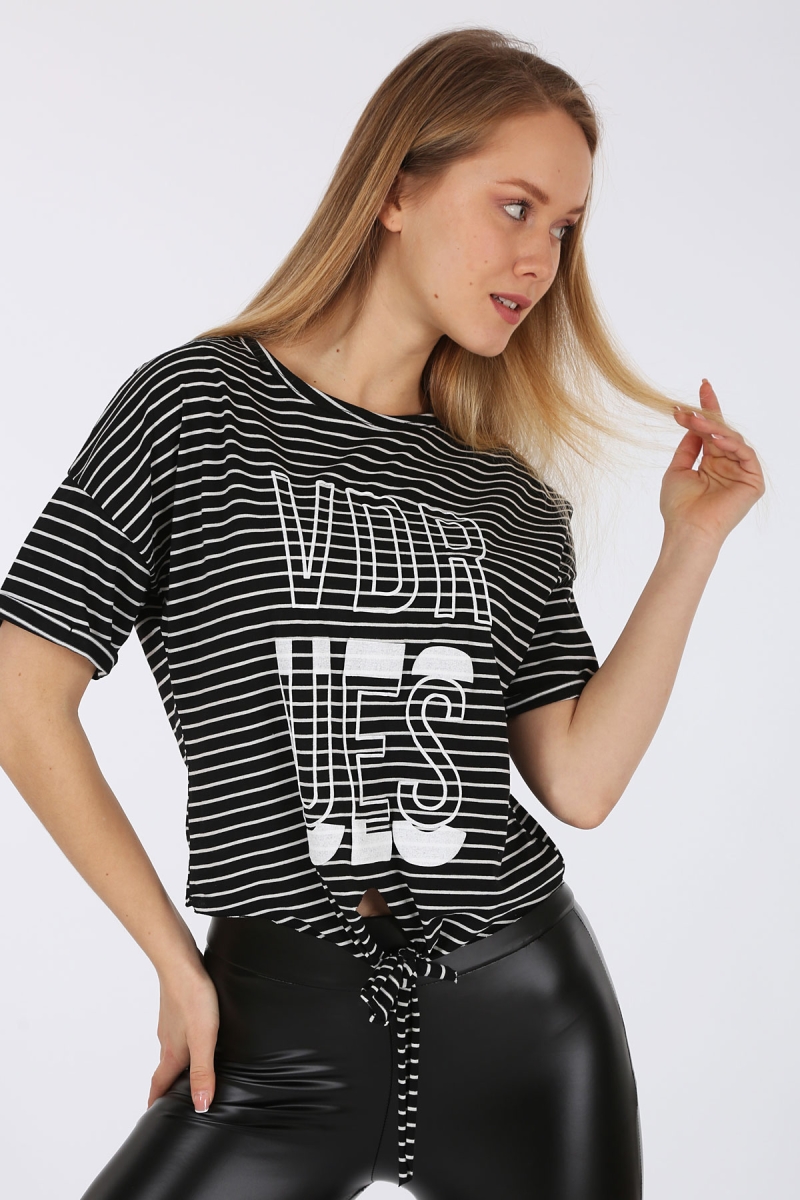 4292 VDR Baskılı T-shirt - Siyah - BİGDART