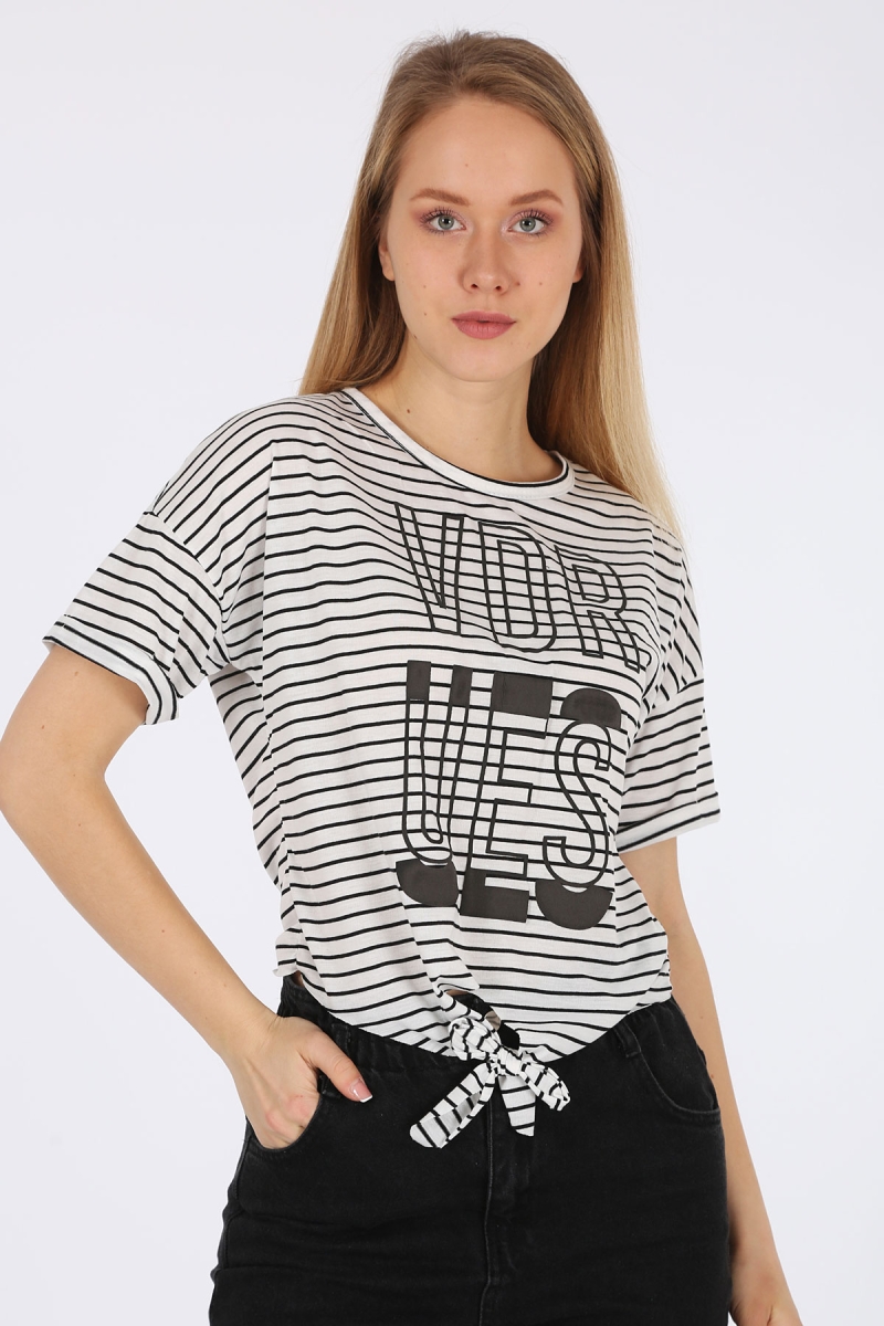 4292 VDR Baskılı T-shirt - Beyaz - BİGDART