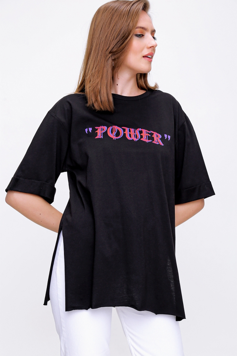 4297 League Baskılı T-shirt - Siyah - BİGDART