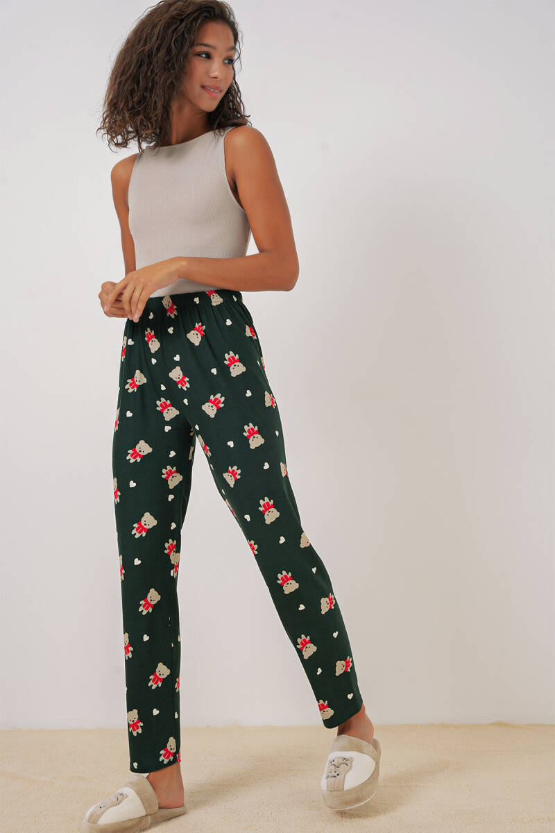 4323 Desenli Pijama Altı - A. Zümrüt Yeşili (1)