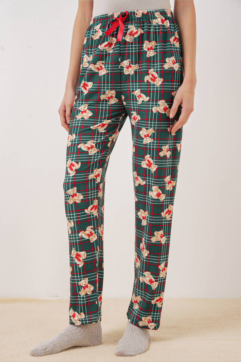 4323 Desenli Pijama Altı - Zümrüt Yeşili (1)