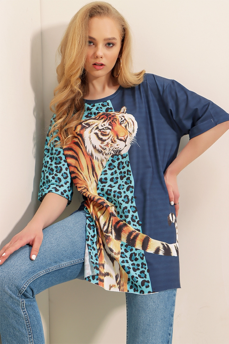 4326 Baskılı Tişört - Lacivert - BİGDART