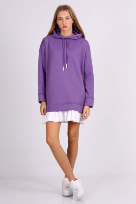 4458 Etek Detaylı Sweatshirt - Lila 