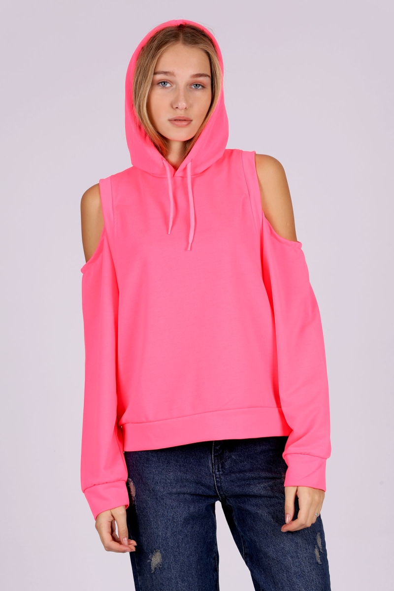4460 Kapşonlu Sweatshirt - Pembe - BİGDART