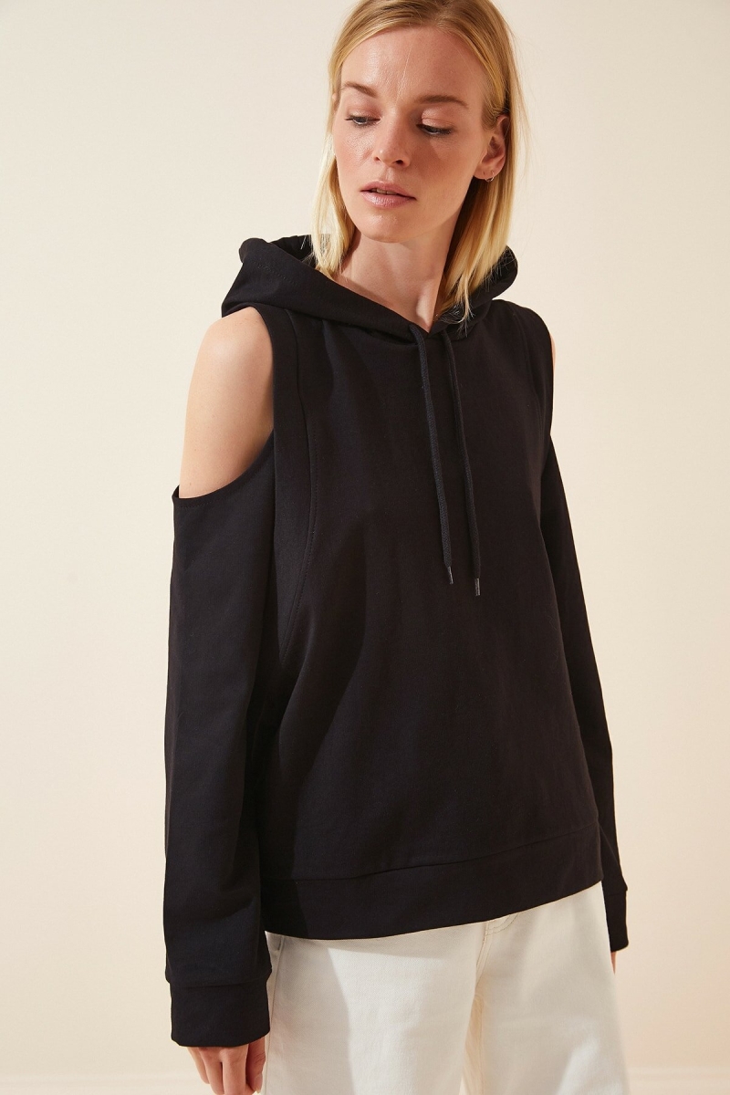 4460 Kapşonlu Sweatshirt - Siyah - BİGDART