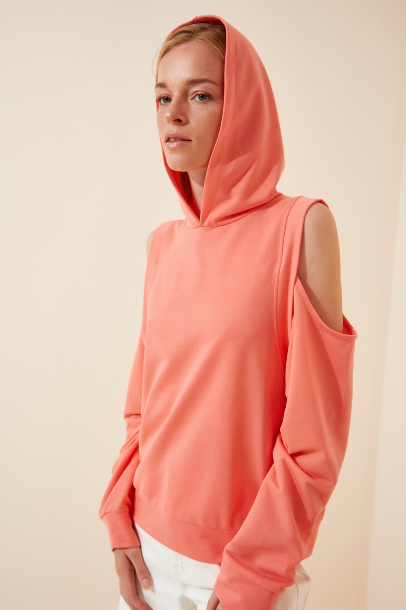 4460 Kapşonlu Sweatshirt - Somon - BİGDART