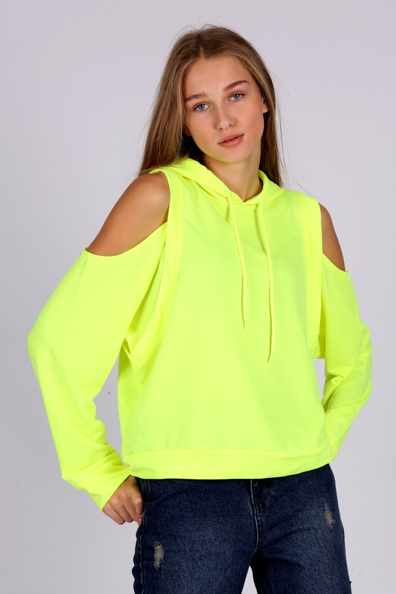 4460 Kapşonlu Sweatshirt - Yeşil - BİGDART