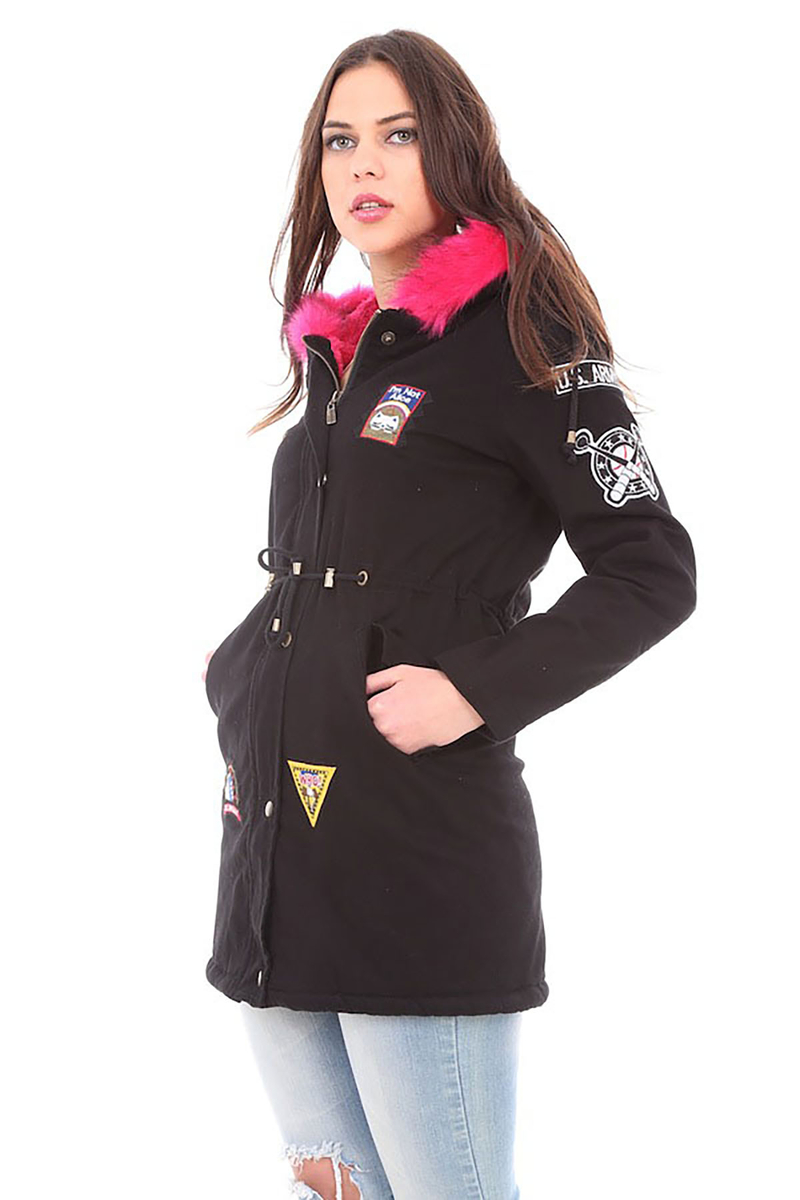 4585 ARMALI KÜRKLÜ KABAN - Siyah - BİGDART