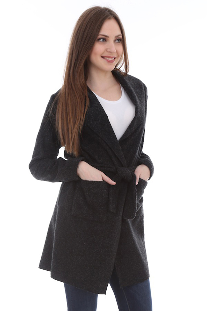 4595 KEMERLİ KAŞE KABAN - Siyah - BİGDART