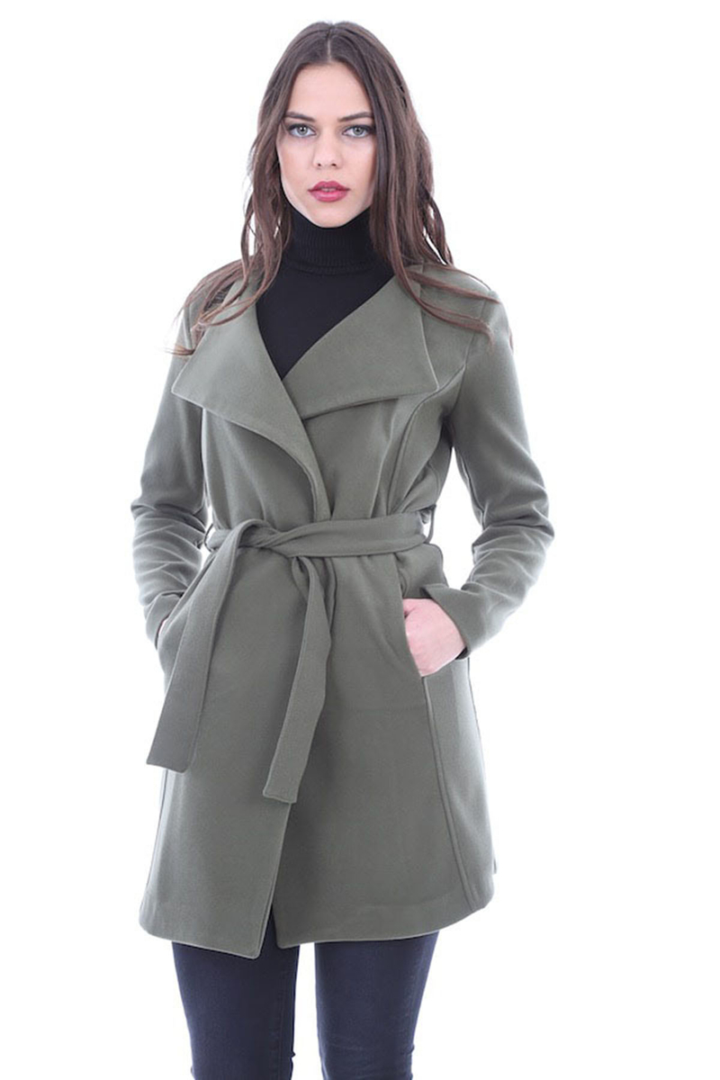 4596 KEMERLİ KAŞE KABAN - Haki - BİGDART