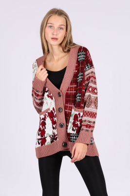 48500 Vintage Boyfriend Hırka - Pudra 