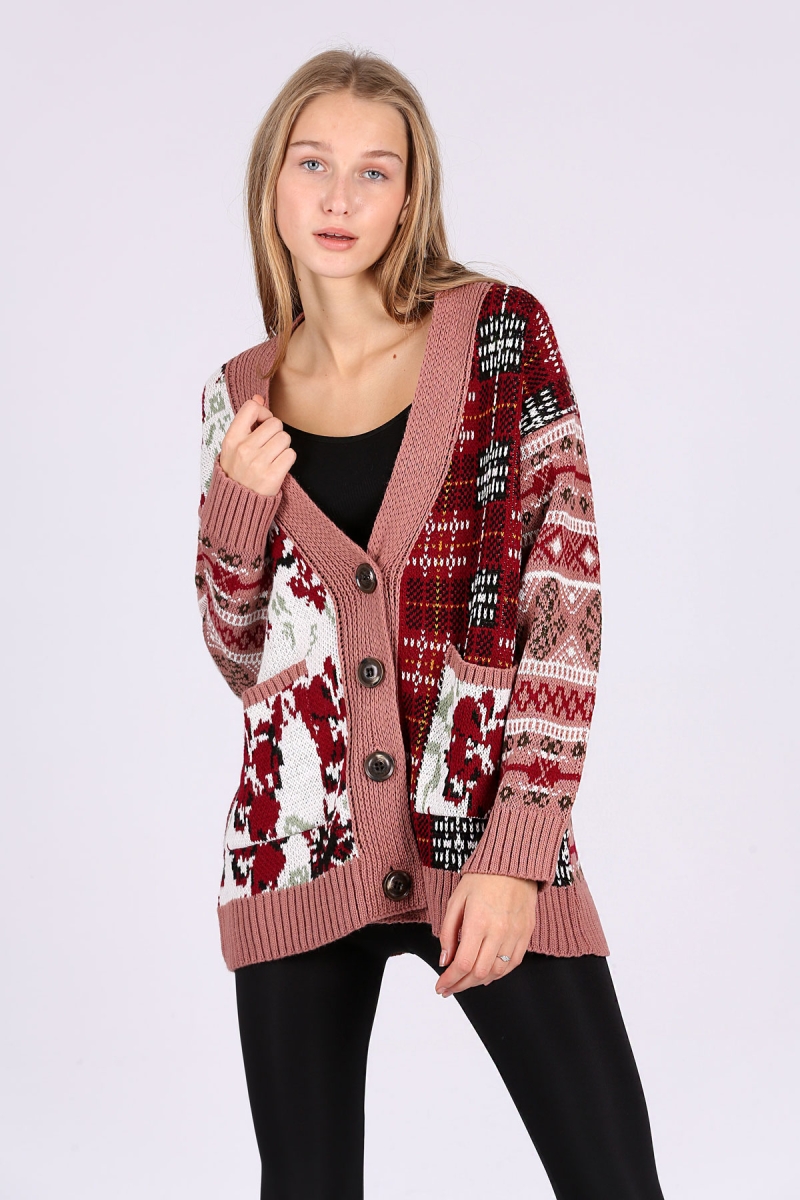 48500 Vintage Boyfriend Hırka - Pudra - BİGDART