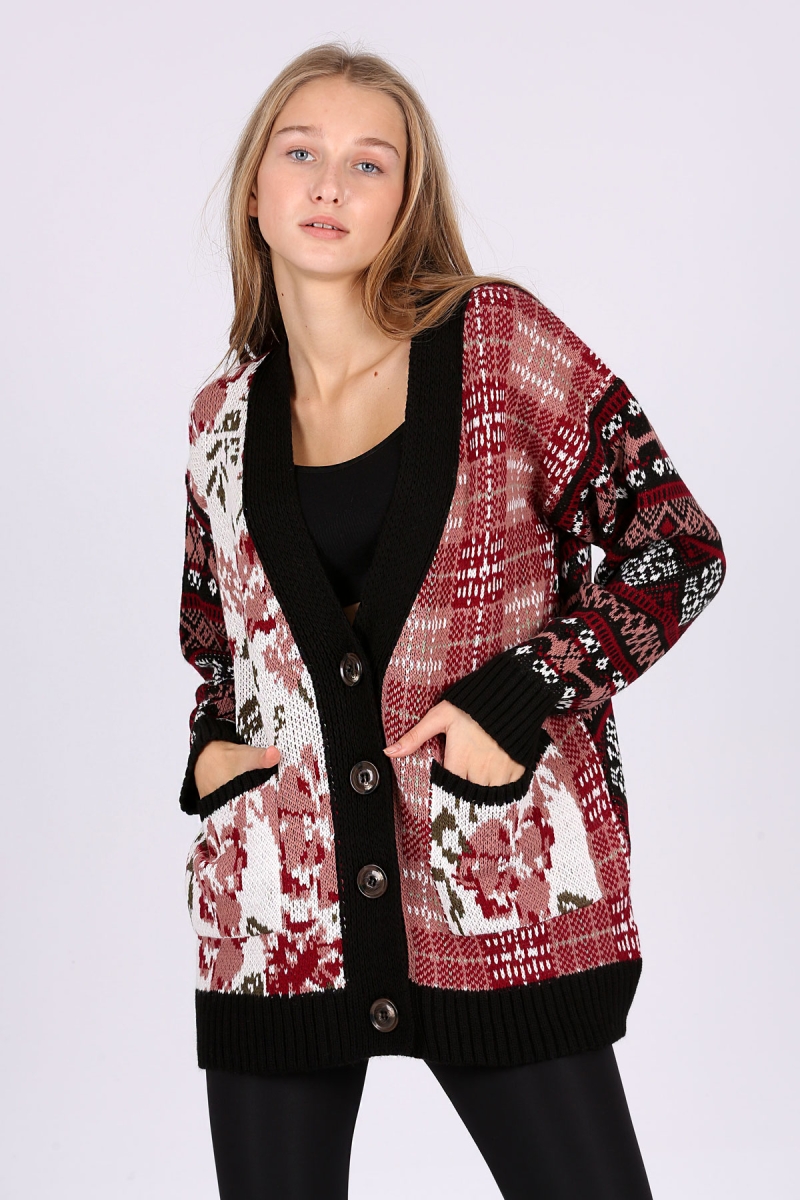 48500 Vintage Boyfriend Hırka - Siyah - BİGDART