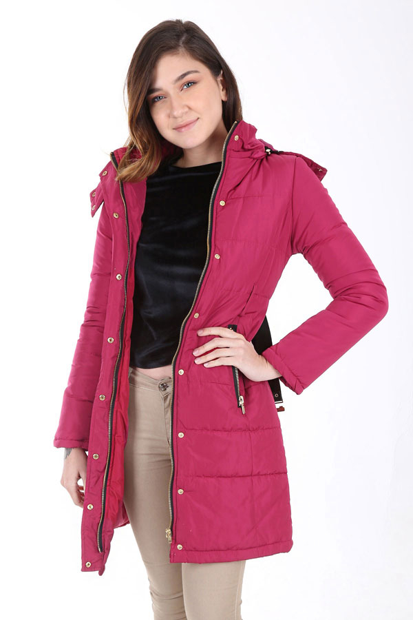 5003 KAPŞONLU ŞİŞME KABAN - Fuşya - BİGDART