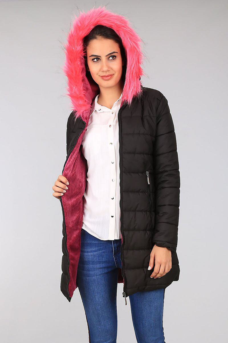 5053 KÜRKLÜ ŞİŞME MONT - C. Siyah - BİGDART