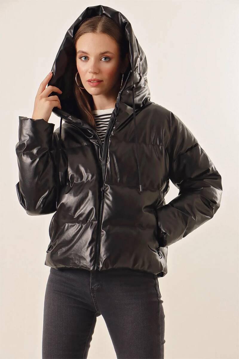 5114 Oversize Deri Mont - Siyah - BİGDART