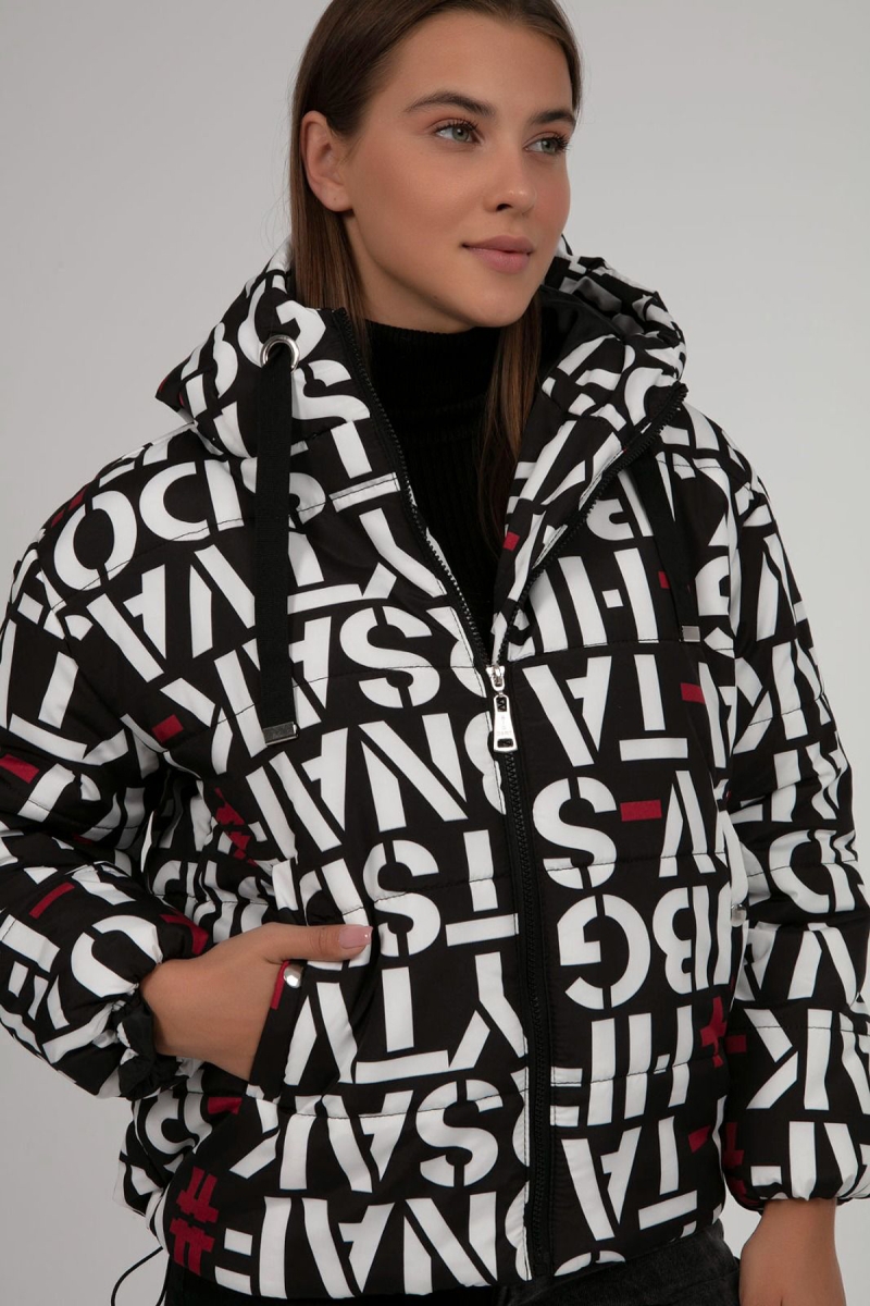 5125 Desenli Şişme Mont - Beyaz - BİGDART