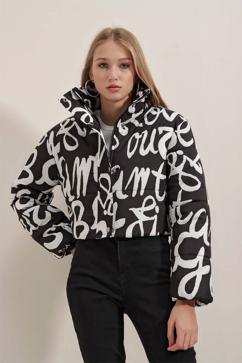 5136 Crop Şişme Mont - G. Siyah - BİGDART