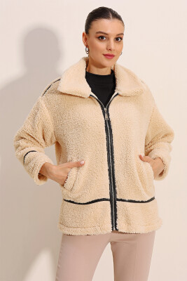 5173 Astarlı Peluş Ceket - Bej 