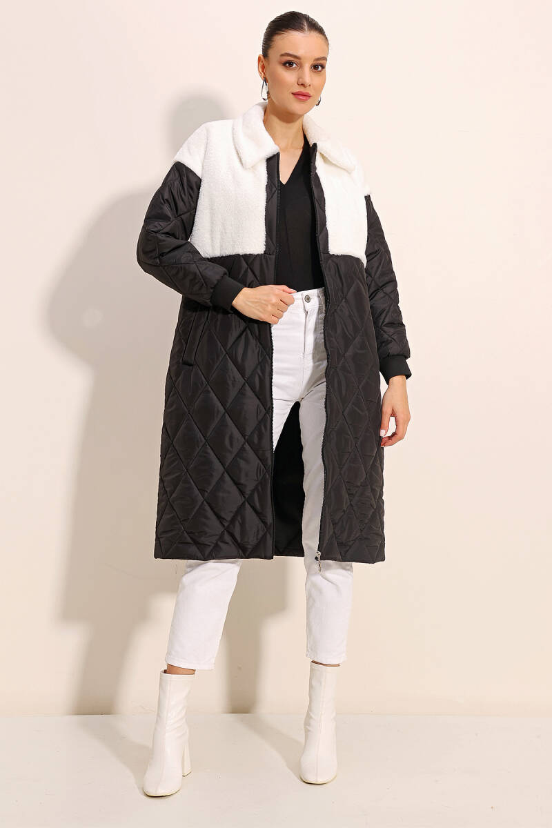 5185 Uzun Oversize Şişme Mont - Beyaz - BİGDART