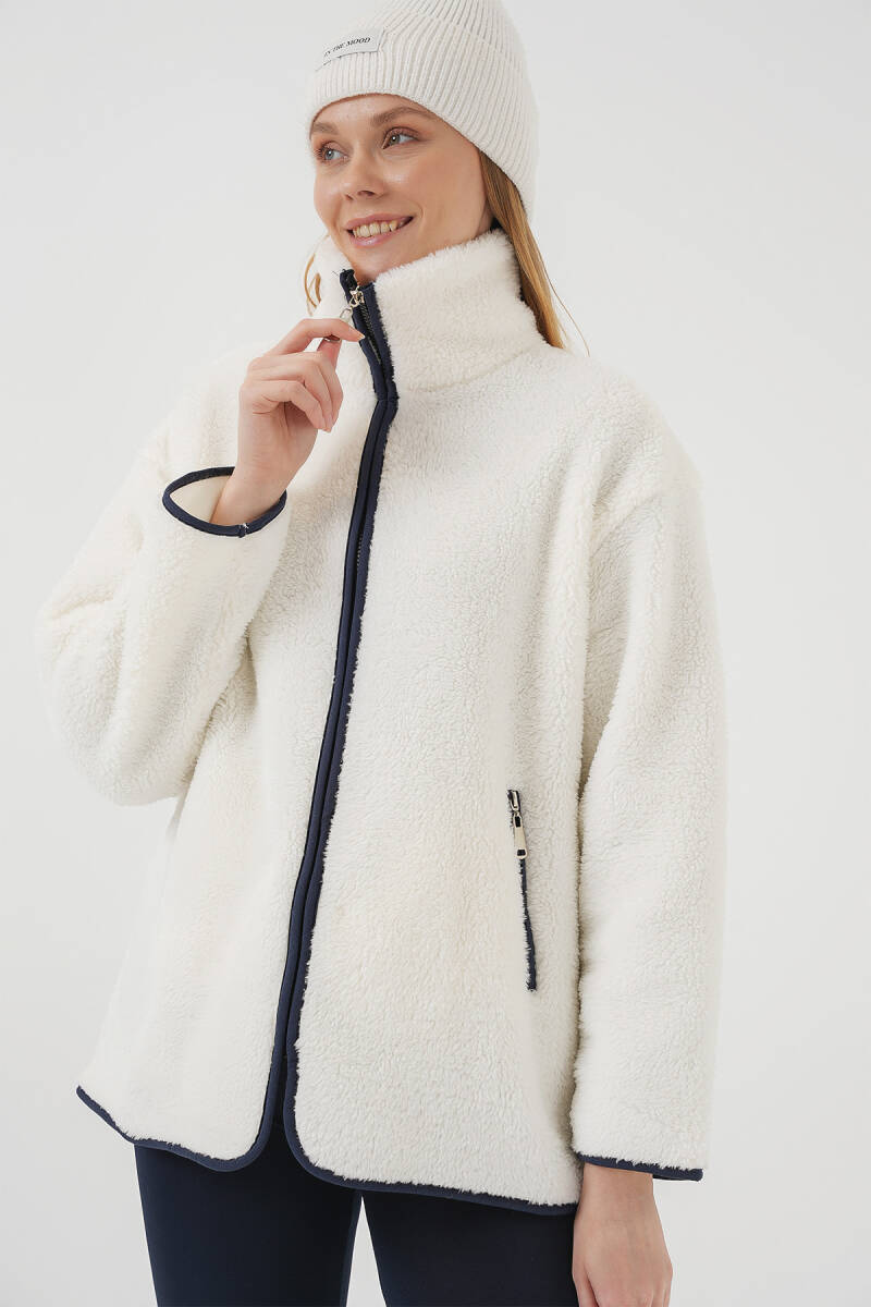 5211 Fermuarlı Peluş Mont - Lacivert - BİGDART