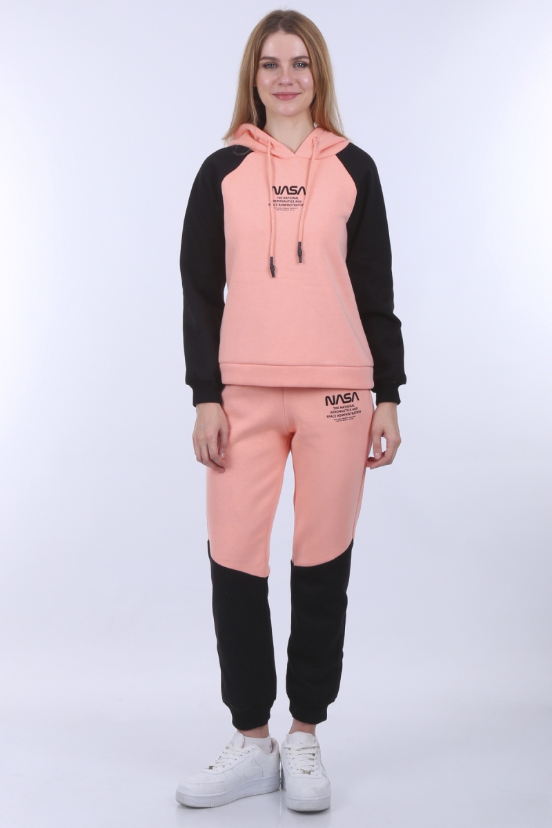 55324 Nasa Baskılı Eşofman Takımı - Somon - BİGDART