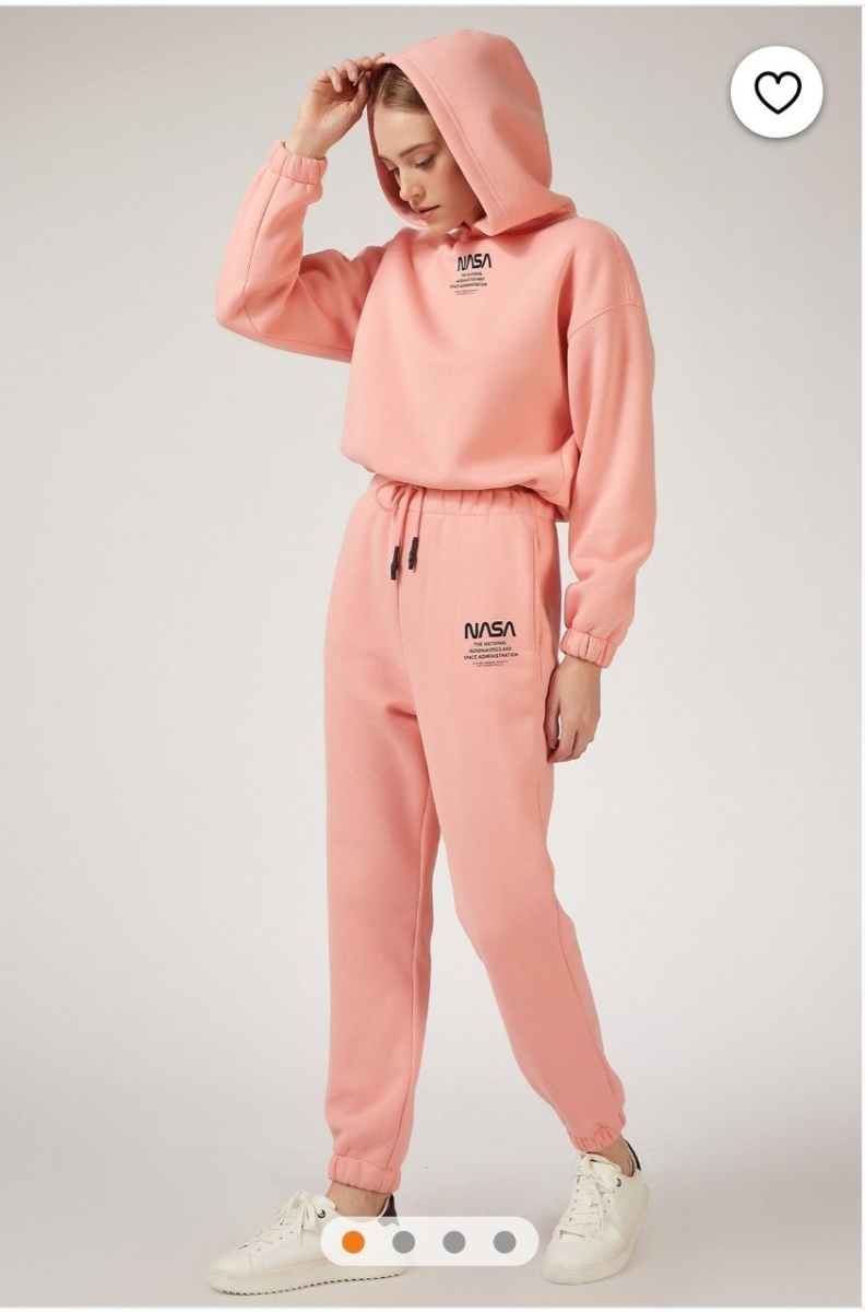 55342 Nasa Baskılı Eşofman Takımı - Pudra - BİGDART